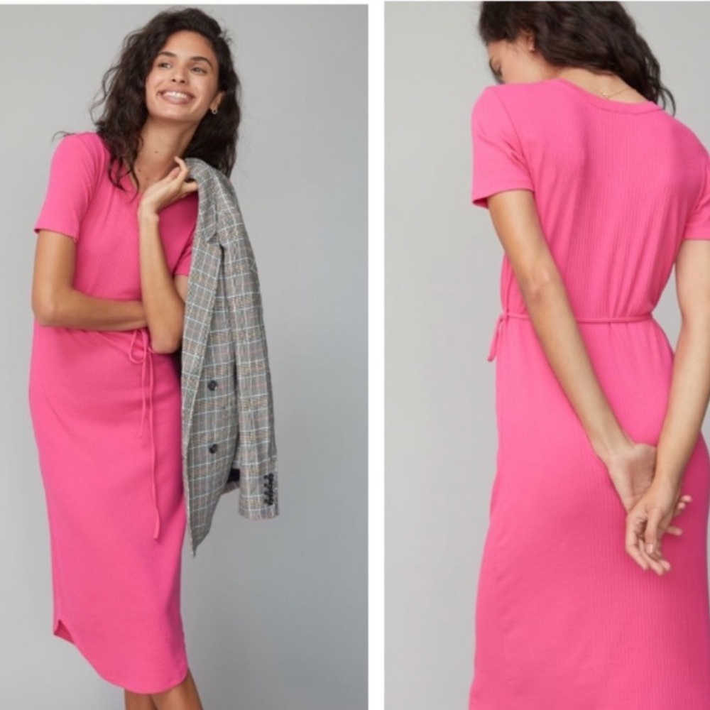 Anthropologie Saturday Sunday super cute ribbed pink dress
